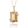 Cushion-Cut Citrine Pendant in 14K Yellow Gold with Diamond Infinity Bale