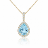 The Azure Teardrop | Pear-Cut Blue Topaz and Diamond Halo Pendant