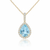 The Azure Teardrop | Pear-Cut Blue Topaz and Diamond Halo Pendant