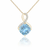 Cushion-Cut Blue Topaz Pendant in 14K Yellow Gold with Diamond Infinity Bale
