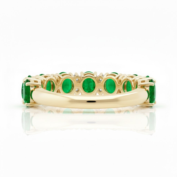 Classic Five-Stone Oval Emerald Band with Brilliant Lab Grown Diamond Accents