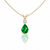 Pear-Cut Emerald Solitaire Pendant in 14K Yellow Gold with Diamond V-Bale