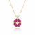 Oval-Cut Ruby Solitaire Pendant in 14K yellow Gold with Diamond Accent