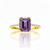 Radiant-Cut Amethyst Ring onGold with Diamond Shoulders