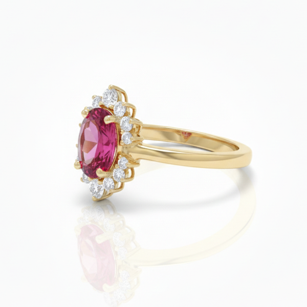 Princess-Inspired Oval Ruby with Brilliant Halo