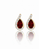 Pear-Cut Ruby and Diamond Swirl Flame Earrings