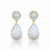 Tiered Pear and Round-Cut Opal Drop Earrings with Diamond Halo
