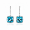 Cushion Blue Topaz Drops with Shimmering Diamond Frames
