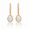 Pear-Cut Opal Halo Drop Earrings with Diamond-Set Hoops