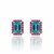 Blue Topaz Centerpiece Earrings with a Radiant Pink Rhodolite Border