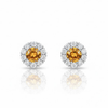 Round Citrine and Diamond Halo Studs