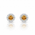Round Citrine and Diamond Halo Studs