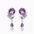 Oval and Pear-Cut Amethyst Drop Earrings with Blue Topaz Cluster Accents