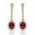 Oval-Cut Ruby Halo Drop Earrings with Diamond-Set Leverbacks