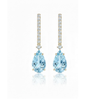 Pear-Cut Blue Topaz Drop Earrings with Diamond-Set Linear Posts