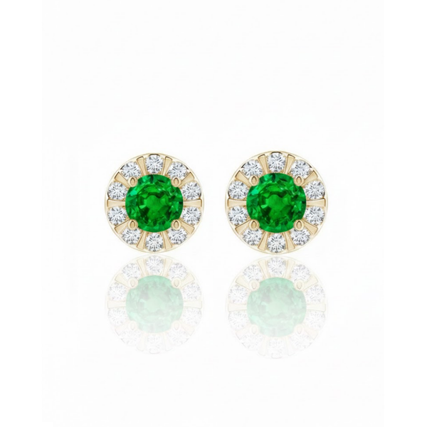 Classic Emerald Solitaire Drops with Shimmering Diamond-Set Frames