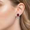 Oval-Cut Ruby Chandelier Earrings with Radiant Diamond Fringe