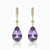 Pear-Cut Amethyst Drop Earrings with Graduated Diamond Accents