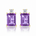 Classic Claw-Set Radiant - Cut Amethyst Solitaire earrings