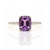 Cushion-Cut Amethyst Solitaire with Diamond Pavé Band