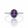 Oval-Cut Amethyst Solitaire with Diamond Trio Accents