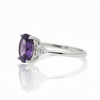 Oval-Cut Amethyst Solitaire with Diamond Trio Accents