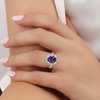 Classic Oval Amethyst Halo Ring with Diamond Accents