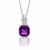 Cushion-Cut Amethyst Solitaire Pendant in Diamond-Set Infinity Bale