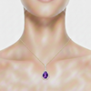 Amethyst Teardrop Pendant featuring a Brilliant Diamond Border