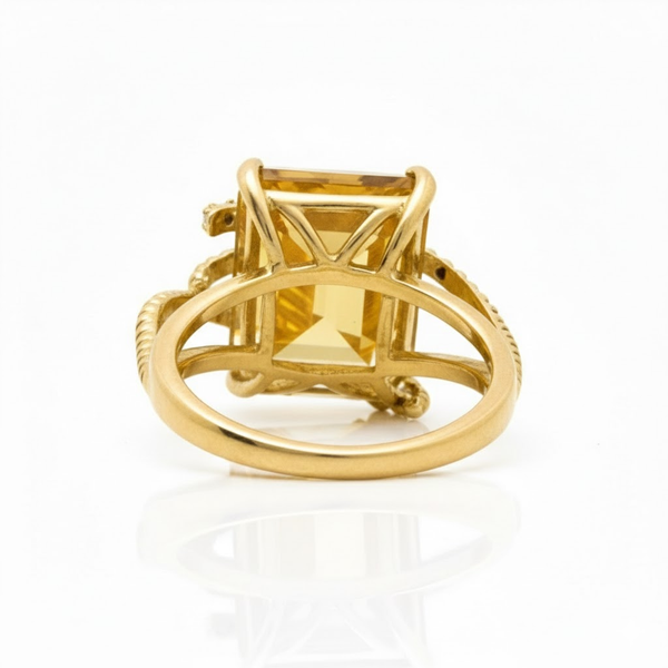 Tapered Shank Citrine Bypass with Diamond-Set Band
