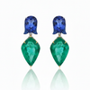 Pear-Cut Emerald Drop Earrings with Pear-Cut Blue Sapphire Tops