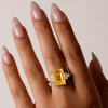 Emerald-Cut Citrine and Diamond Three-Stone Ring