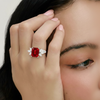 The Emerald-Cut Lab Grown Ruby with Lab-Grown Diamond Clusters